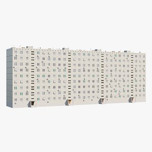 Soviet Panel Apartment Building four entrances