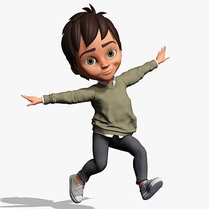 Stylized Happy Boy Rigged 3D Toon Model