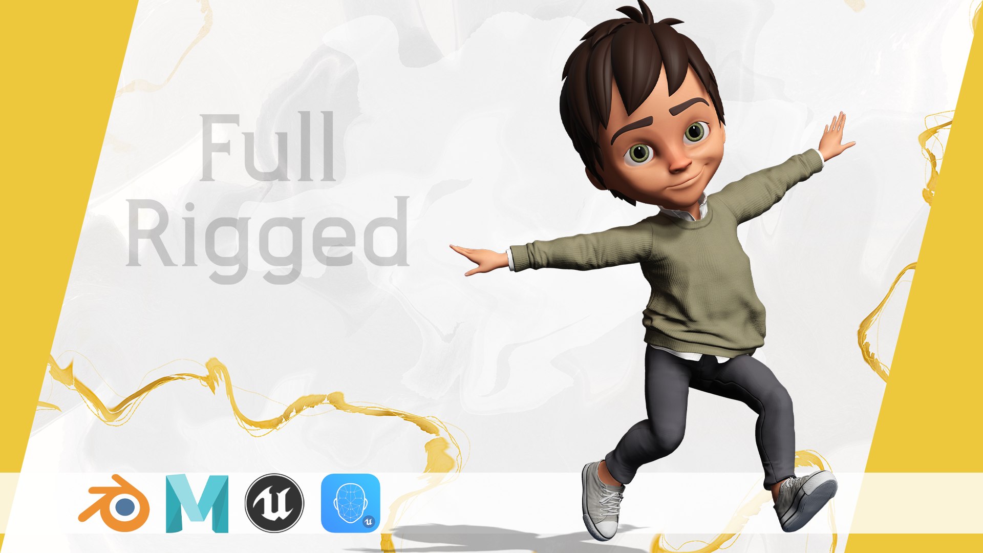 3D Stylized Happy Boy Rigged 3D Toon Model - TurboSquid 2349796
