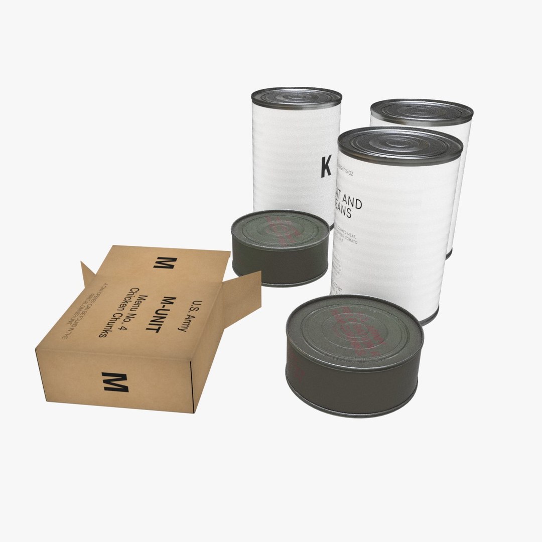 army k-rations set model https://p.turbosquid.com/ts-thumb/Yh/2xfIpi/NlicwQs9/us_army_food_tin_cans_collection0004/jpg/1501854123/1920x1080/fit_q87/9cb5a2ef4e61af9ba78b754e9226f4b90cb0d6aa/us_army_food_tin_cans_collection0004.jpg