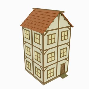 3D Low Poly Medieval House 3
