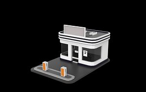 gas station Low-poly 3D model model
