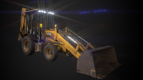 3D JCB Backhoe Loader model Low-poly 3D model