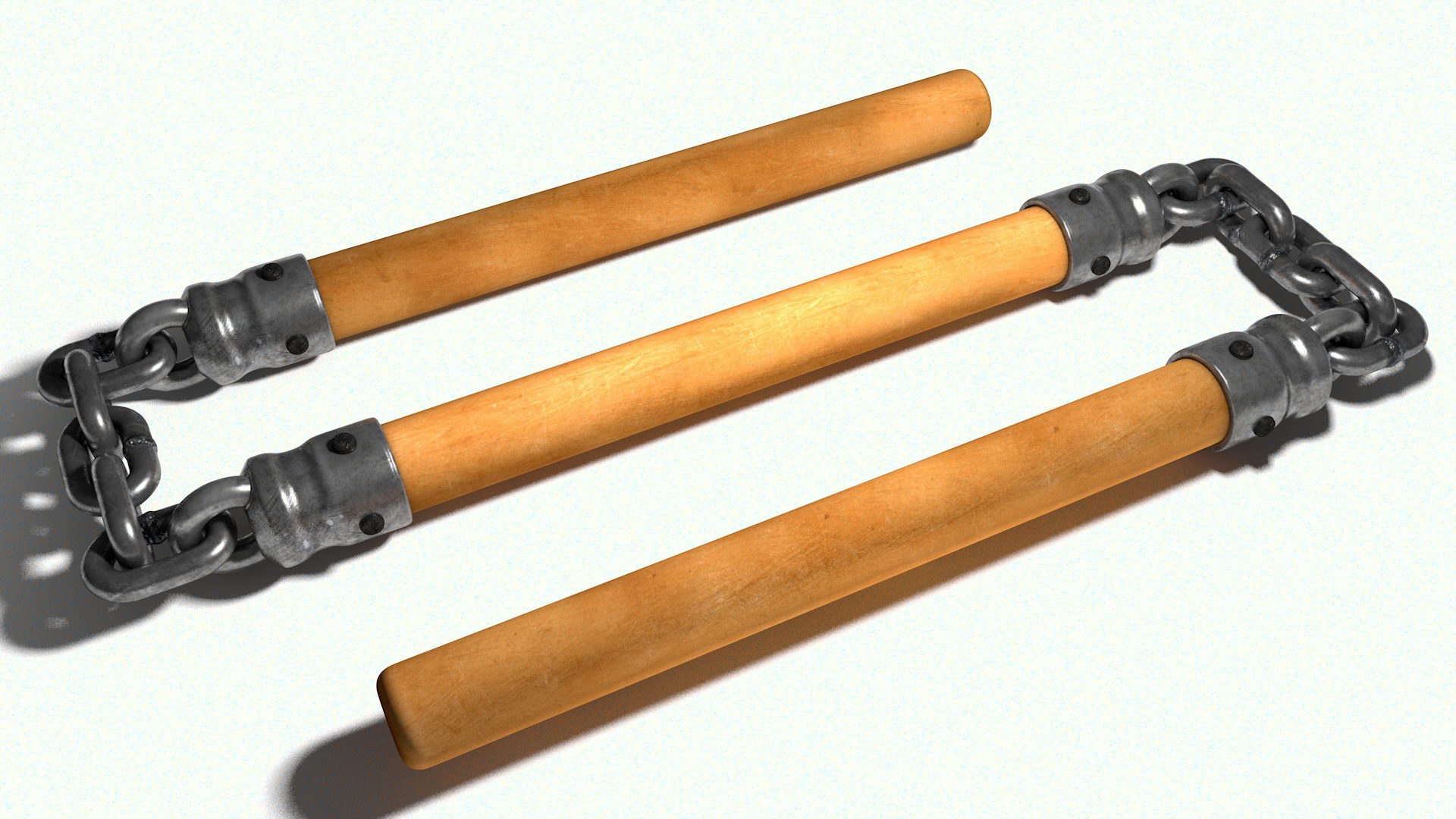 3D Model Threesectional Staff Triple Nunchaku TurboSquid 1274427
