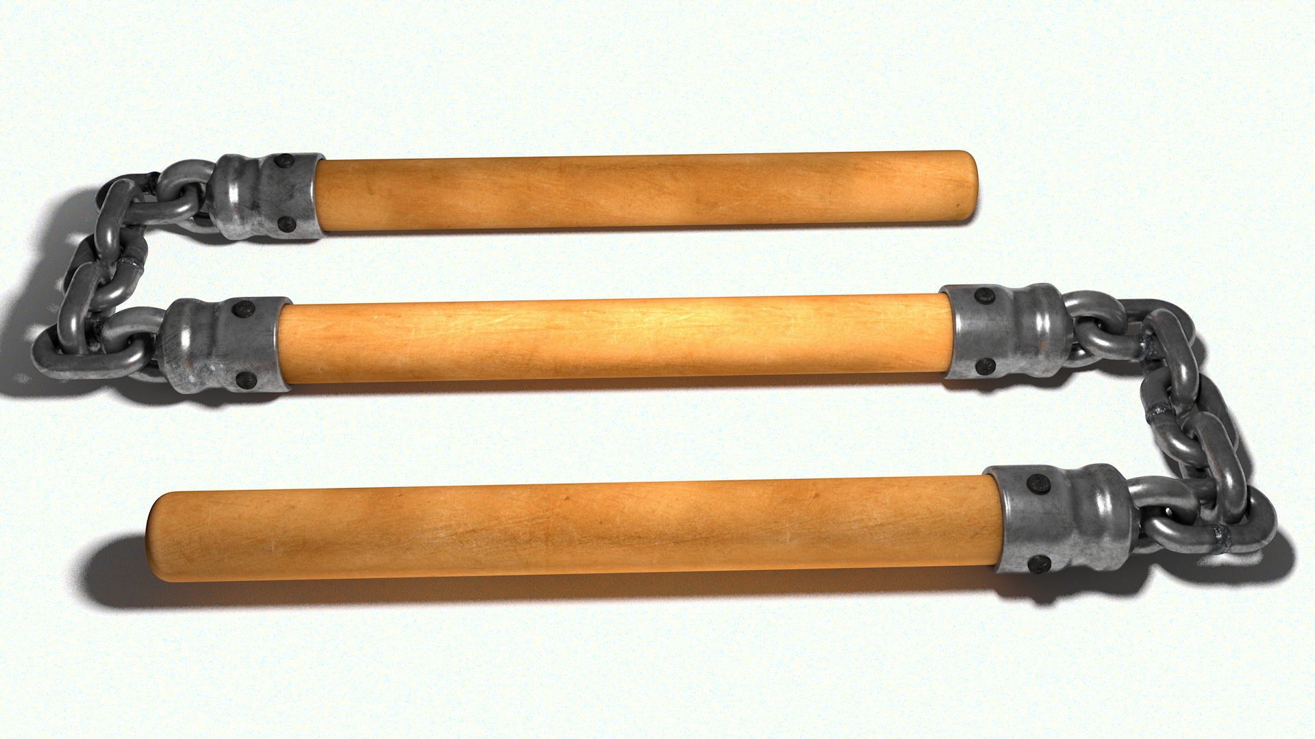 3D Model Threesectional Staff Triple Nunchaku TurboSquid 1274427