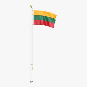 Lithuania Flag Stand Pole Animated Loop