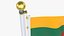 Lithuania Flag Stand Pole Animated Loop 3D model