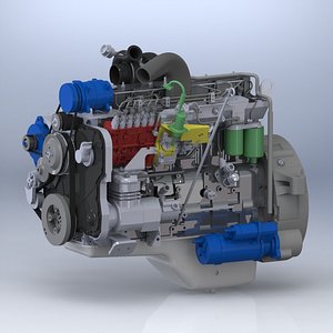 Diesel Turbo - 6-cylinder Engine 3D Model - FlatPyramid