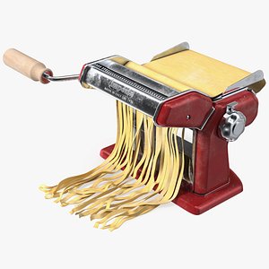 Imperia Pasta Maker Machine Red with Dough 3D