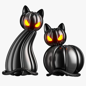 Spooky Pumpkin Cats Halloween 3D