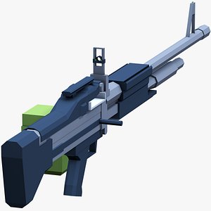 3D model Stylized M60E4 Machine Gun Low Poly Mobile Ready