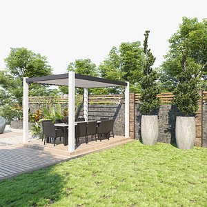 House  backyard landscape 3d model