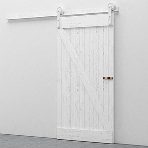 Worn Sliding Barn Door Vintage White