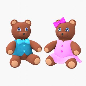 Teddy Bears Toys Brown Stuffed Collection 3D model