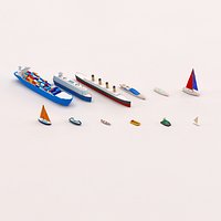 Cartoon low poly ships and boats pack