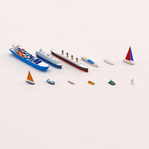 Cartoon low poly ships and boats pack