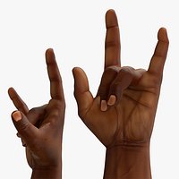 Realistic African Man Hands Rigged for Maya