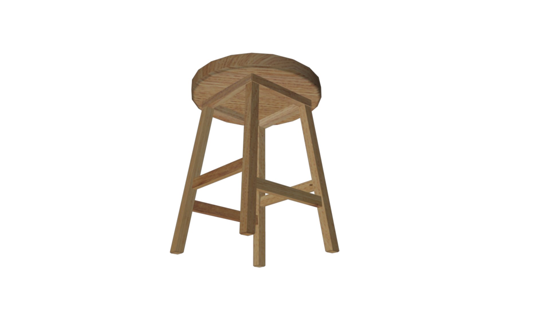 wooden stool 3d obj