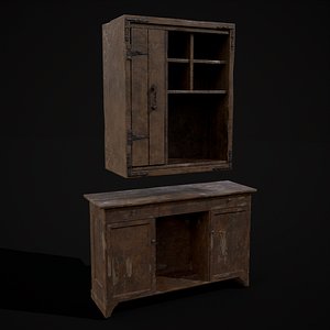 3D model Rustic Cabinet and Drawer