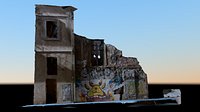 Street Scan - Building Wall in Ruins with Graffiti - Valencia El Carmen