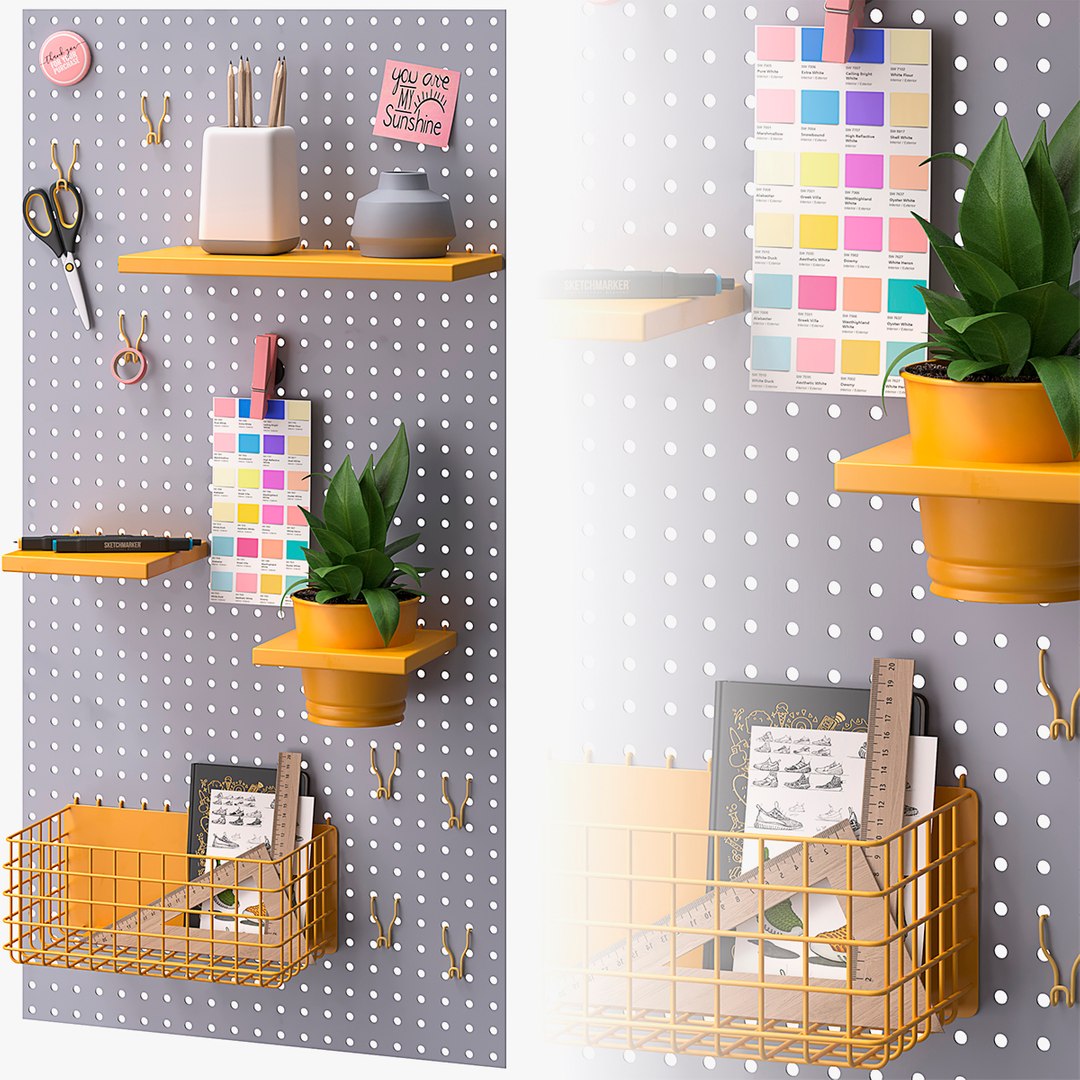 Wall Set The 100 Memo Board 3D Model - TurboSquid 1898183