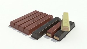 3d model kitkat bar 3 color
