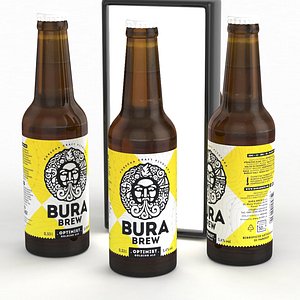 Beer Bottle Bura Brew Optimist Golden Ale 330ml 2021 3D model