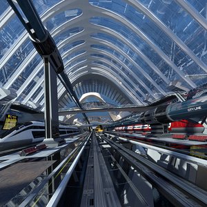 RAIL HUB Terminal/Transport Interchange Low Poly PBR
