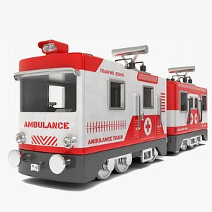 Ambulance  Train Locomotive 3D model