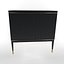 Table de chevet à 3 tiroirs Adorno Hollywood Regency en noyer ébène, laiton