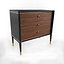 Table de chevet à 3 tiroirs Adorno Hollywood Regency en noyer ébène, laiton