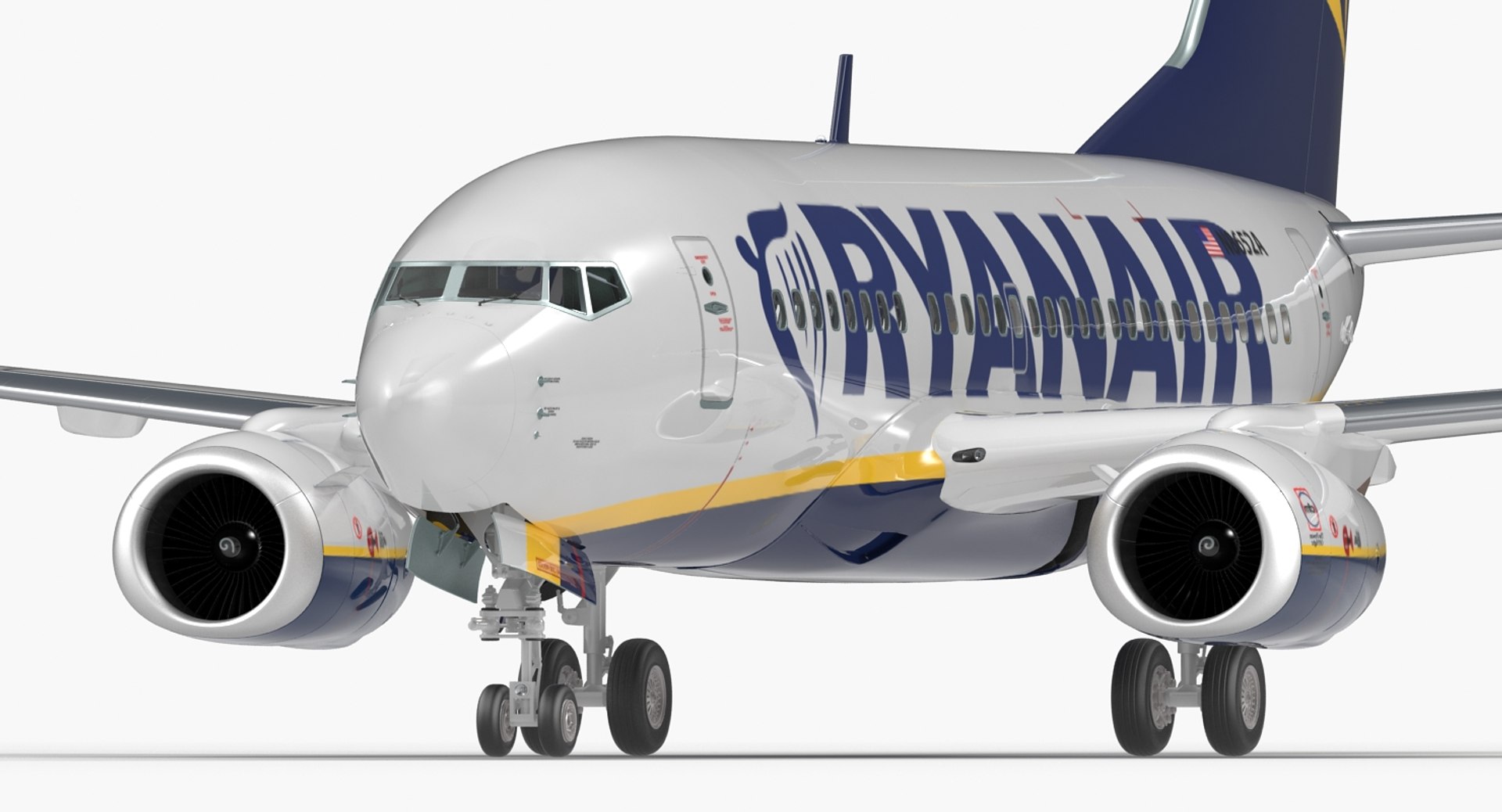 Boeing 737-600 Ryanair Rigged 3D Model 3D model preview