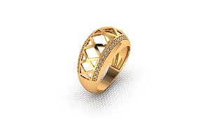 Women s Gold Diamond Ring 3D print model 3D model