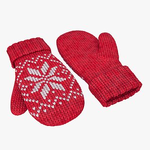 mitten wool knitted model