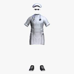 Realistic Nurse Uniform 3D Model with Accessories 3D model