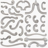 Collection of 25 swirl carved elements Part1