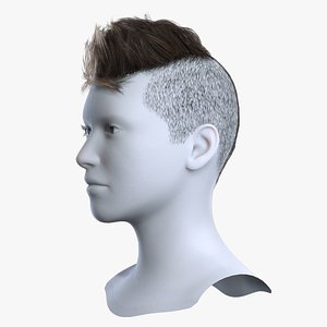 Men Textured Faux Hawk Brown Hair 3D Asset 3D model