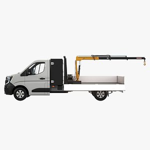 Renault Master Tipper Flatbed Crane Truck PBR Textured 3D model