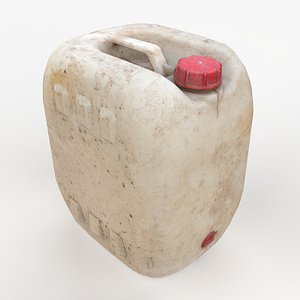 Plastic White Jerrycan 2 Scan Red Cap Scan 3D model