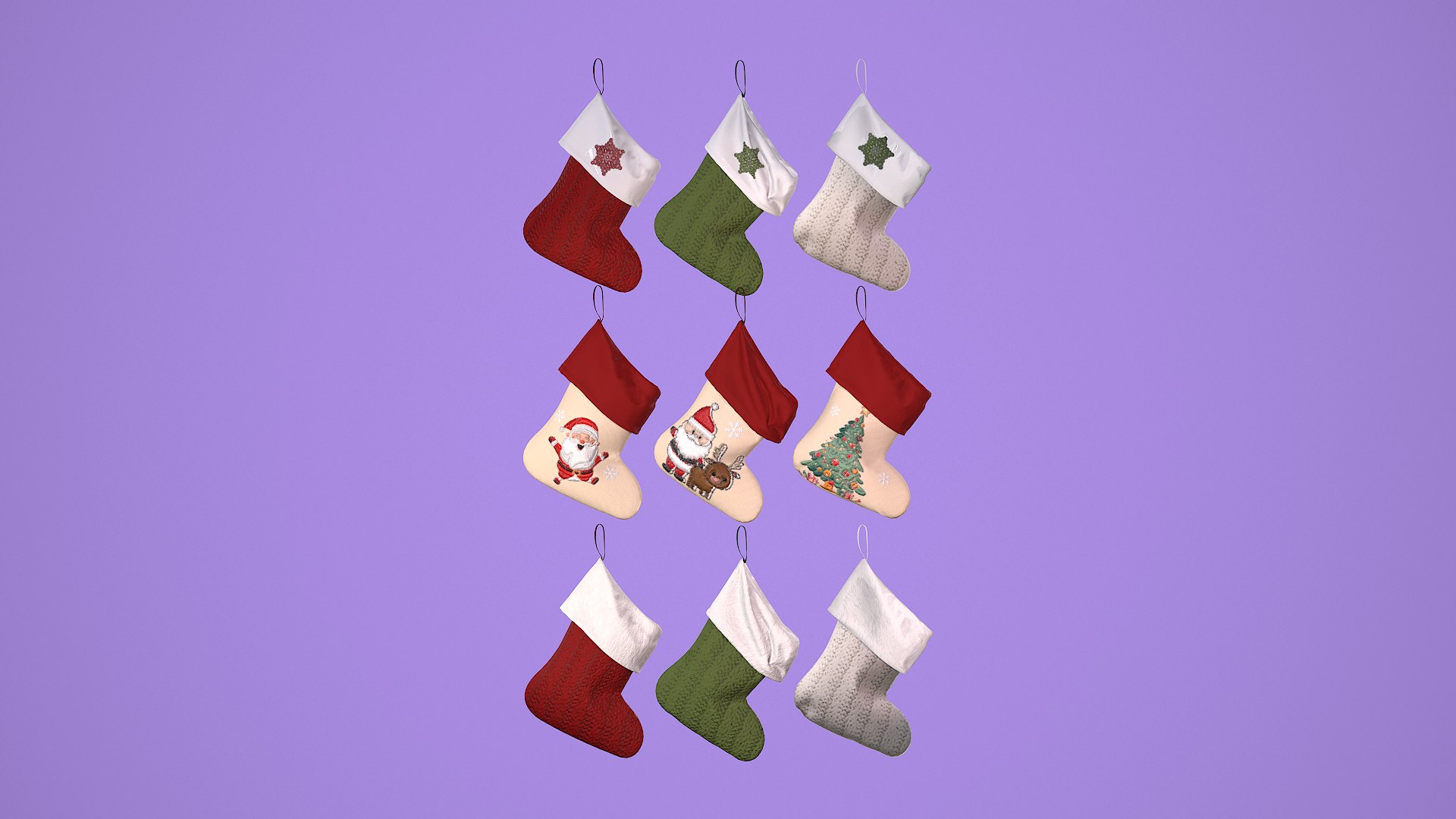 3D model Christmas Socks 3 styles wrinkle and 9 texture https://p.turbosquid.com/ts-thumb/Yj/xOP2lK/NF/tbrender_004/png/1704452486/1920x1080/fit_q87/c53e4a396ba149bade537217f5de7fb4f30a2869/tbrender_004.jpg