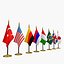 flag wall table 3D model