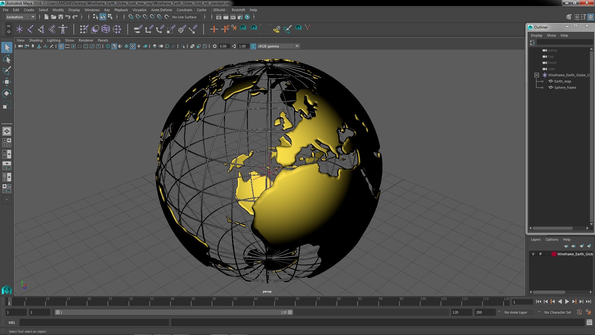 Wireframe Earth Globe Gold 3D - TurboSquid 2163439