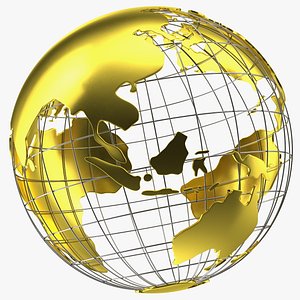 Wireframe Earth Globe Gold