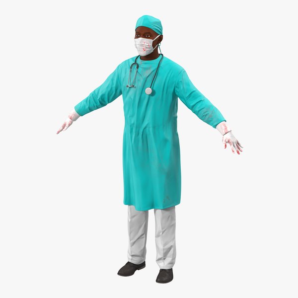 male african american surgeon 3d max
