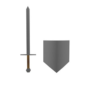 Low poly sword and shield