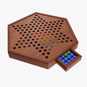 Chinese Checkers Wooden Board Table Game Boxed 3D