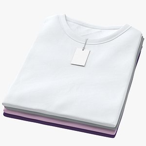 Female Crew Neck Folded Stacked With Tag Color Variations 06 3D model