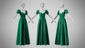 3D Dress 07 Emerald Velvet Green