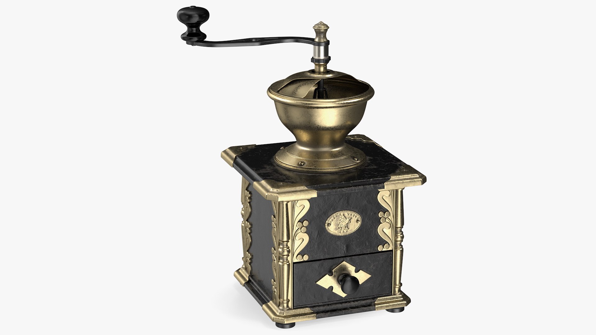 Antique Manual Coffee Grinder 3D model preview