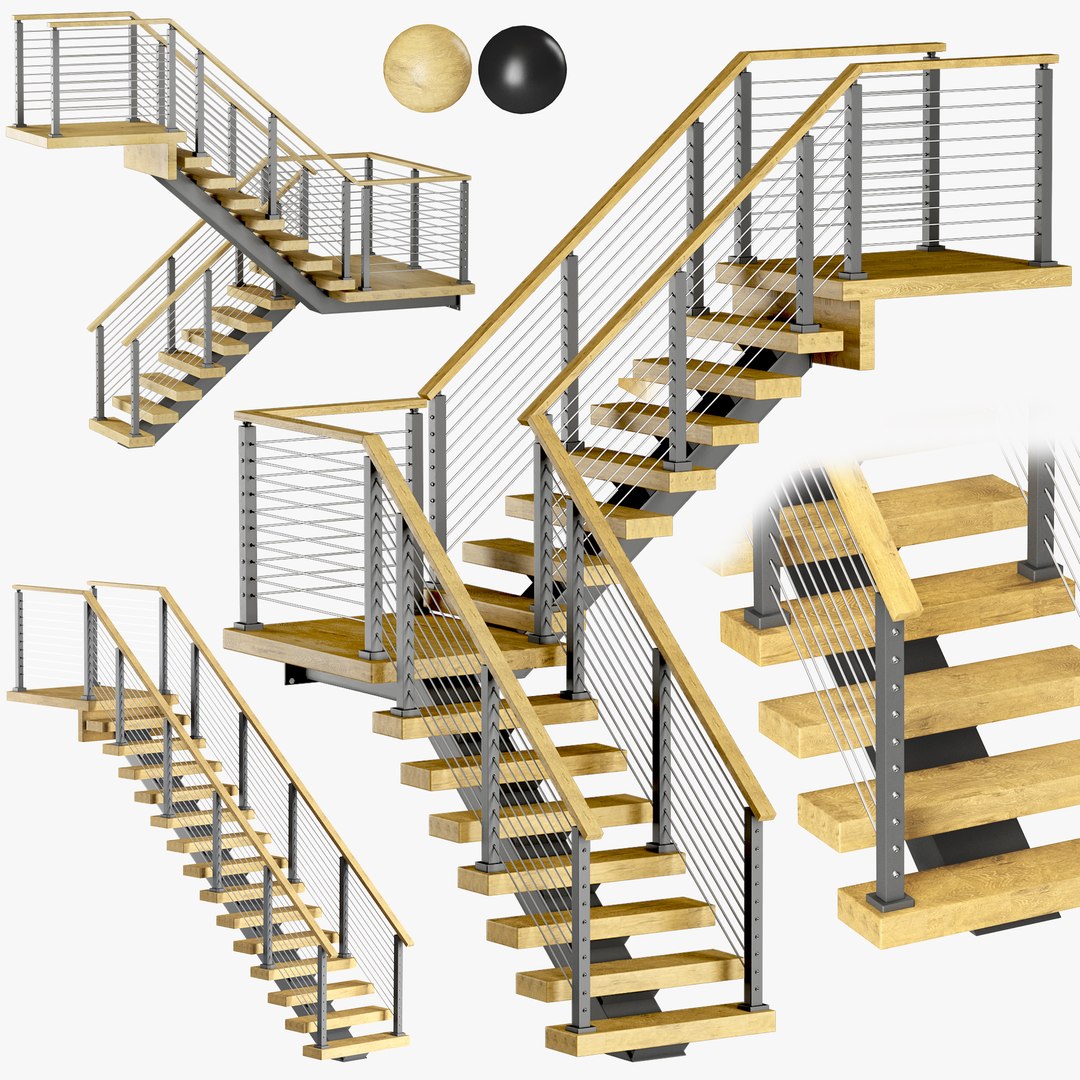 3D Model Set Of 3 Viewrail Stairs - TurboSquid 2119876